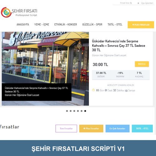 Şehir Fırsatı Scripti V1 mobil uyumlu tasarımı ile tüm ekranlarda mükemmel sonuç verir. SEO dostu URL yapısı ile arama motorlarında hızlı şekilde