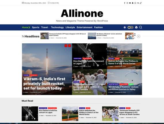 Ücretsiz WordPress Haber ve Magazin Teması Allinone